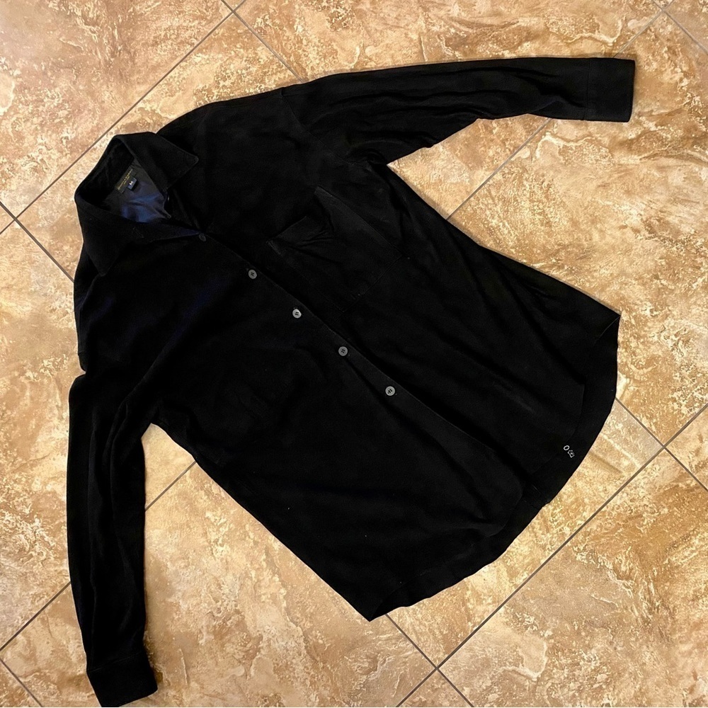 Donna Karan Collection Vintage Black 100% Suede Leather Silk Lined Shirt Jacket